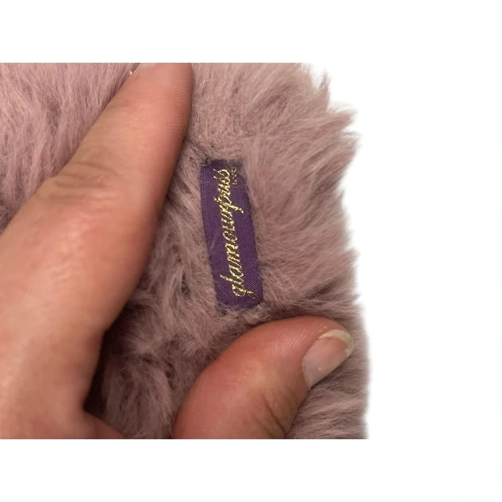 Glamourpuss NY Signature Knitted Faux Fur Pink Mitten Faux Fur Soft Texture Cozy